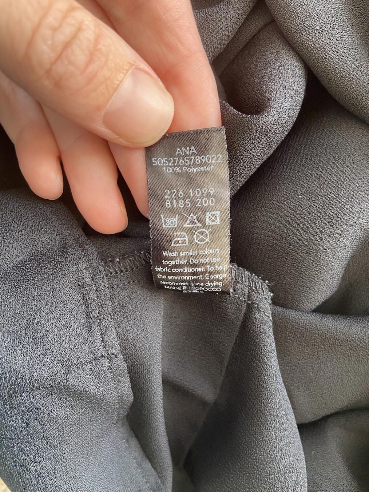 George Sheer Black Blouse – Size 10 – White Pleats & Long Sleeves