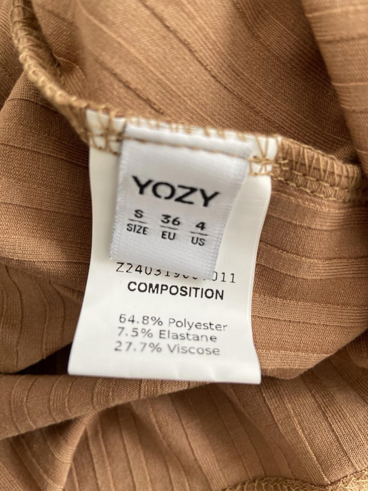 YOZY Size 8 Ribbed Brown Sleeveless Dress – Stretch Fit, Casual Style