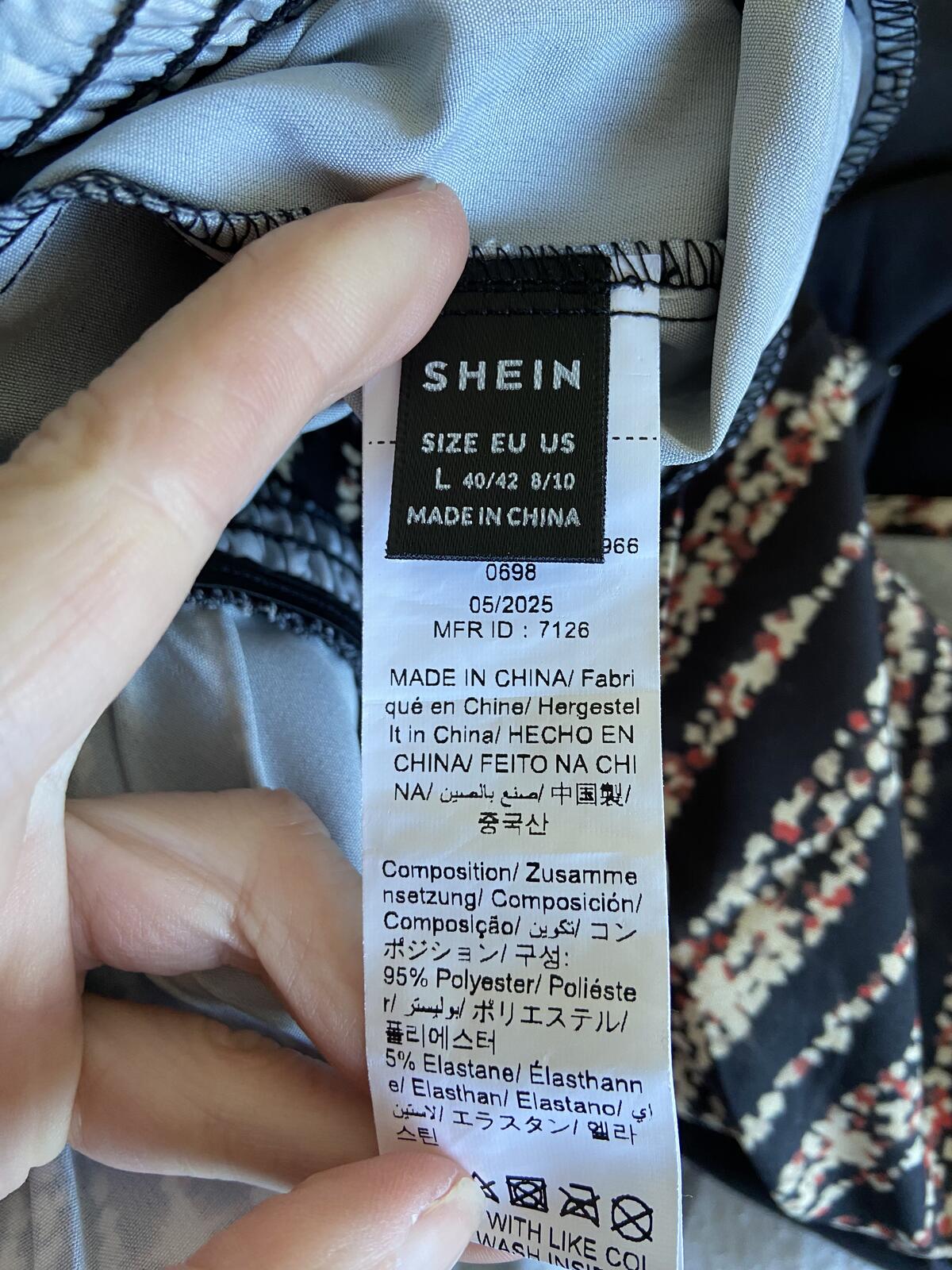 Shein Black Shimmer Print V-Neck Jumpsuit Elasticated Waist Size Large