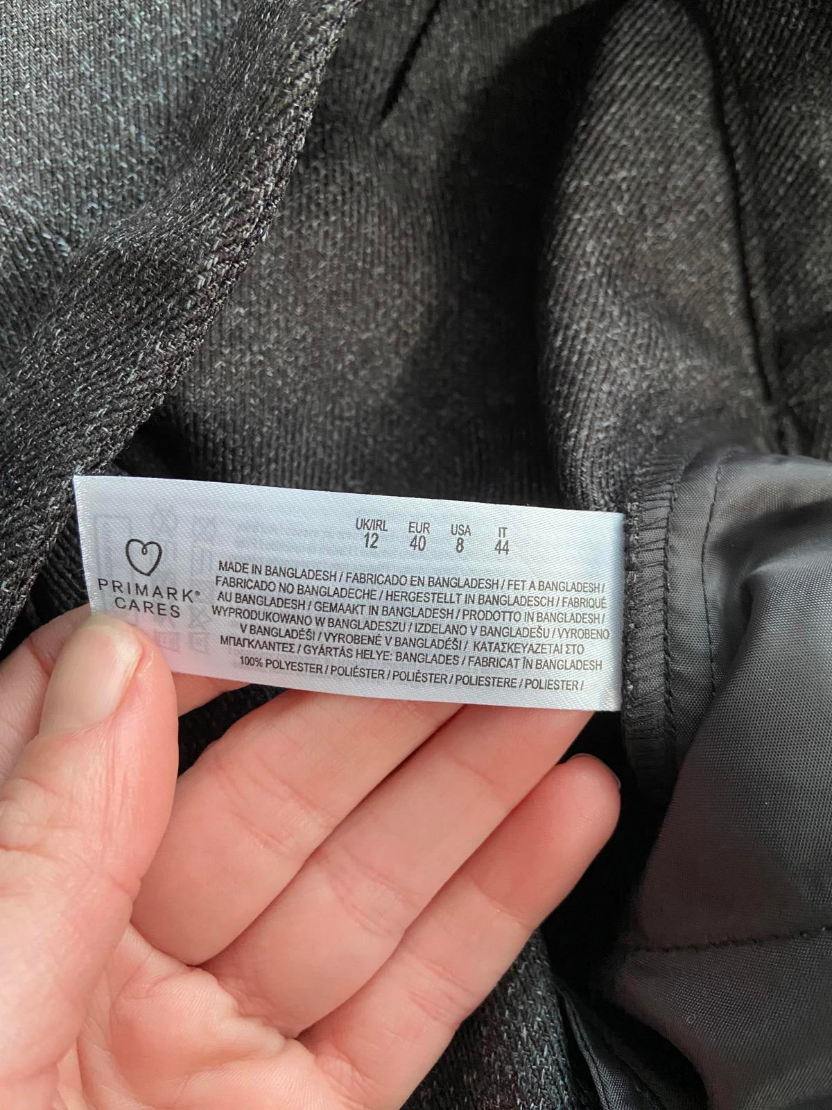 Primark Size 12 Grey Marled Smart Tailored Trousers Thick Winter Workwear