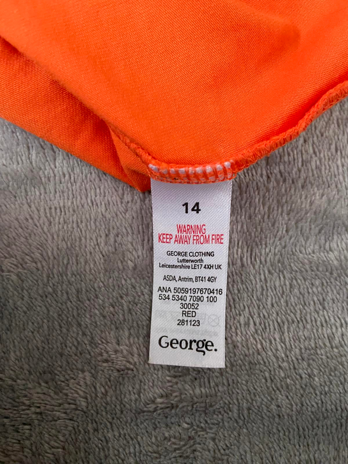 George Size 14 Orange Cotton Blend Stretch Boob Tube Strapless Summer Top