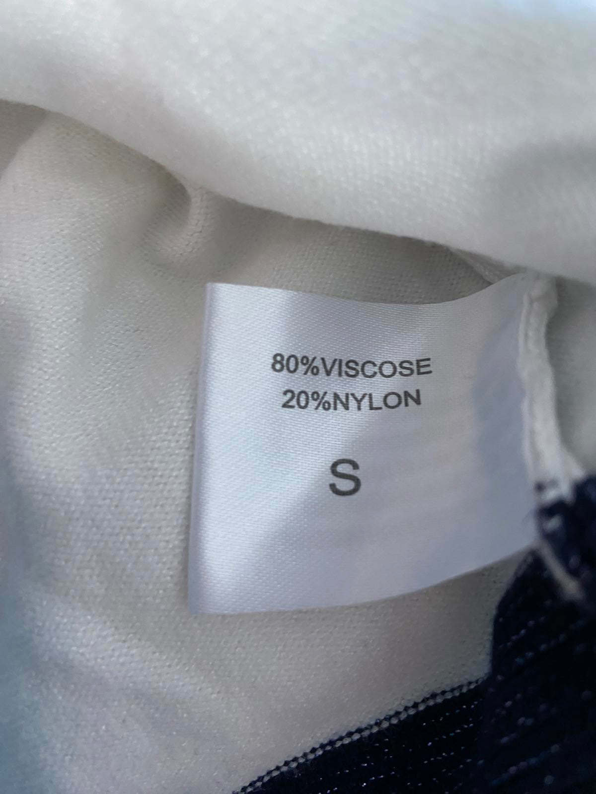 EURECO White Lightweight Sweater - Blue Glitter Trim, Sequin Detail, Size Small
