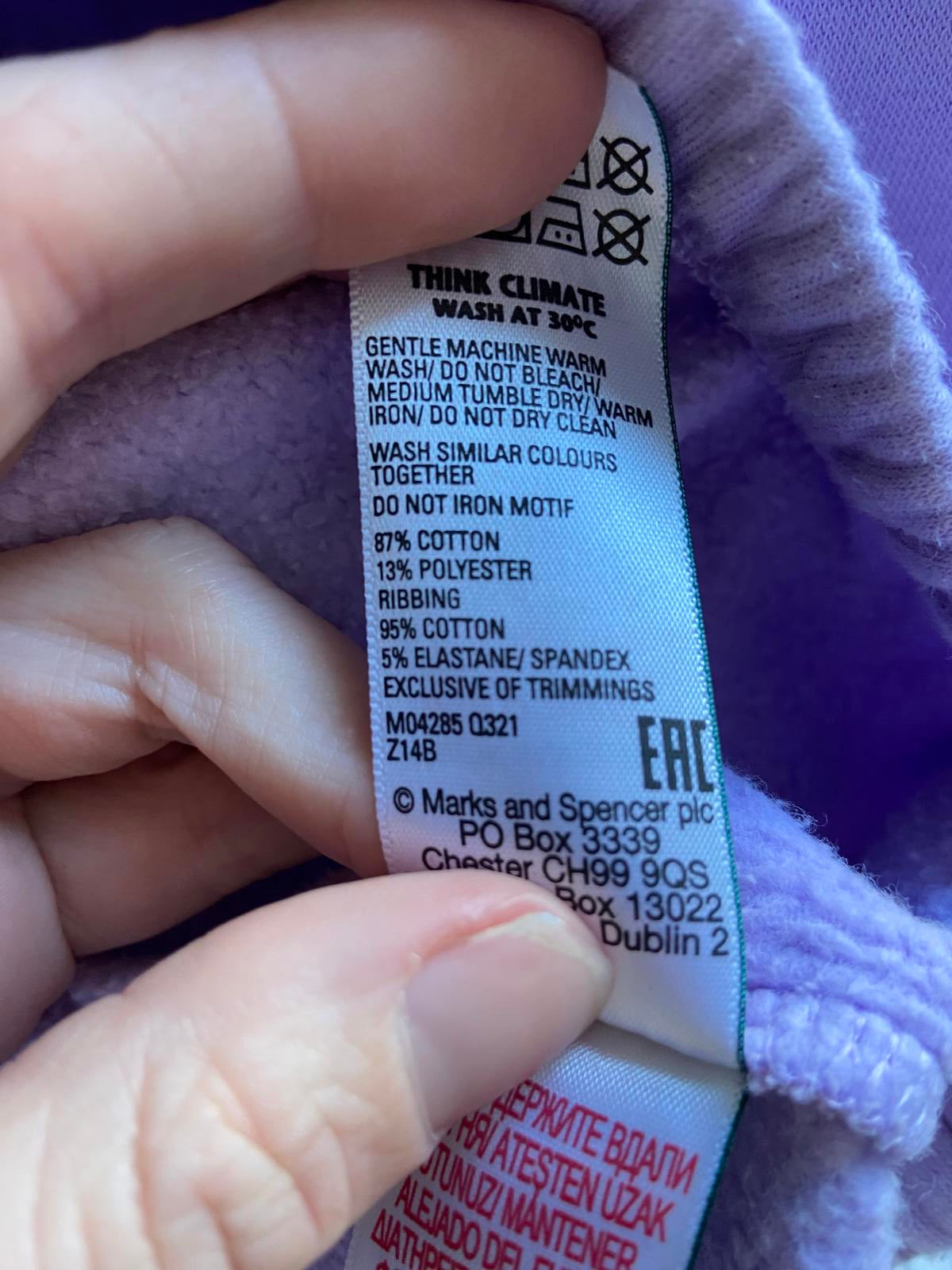 M&S Girls Age 11-12 Lilac Purple Sweatshirt Sunshine State of Mind Cotton Jumper