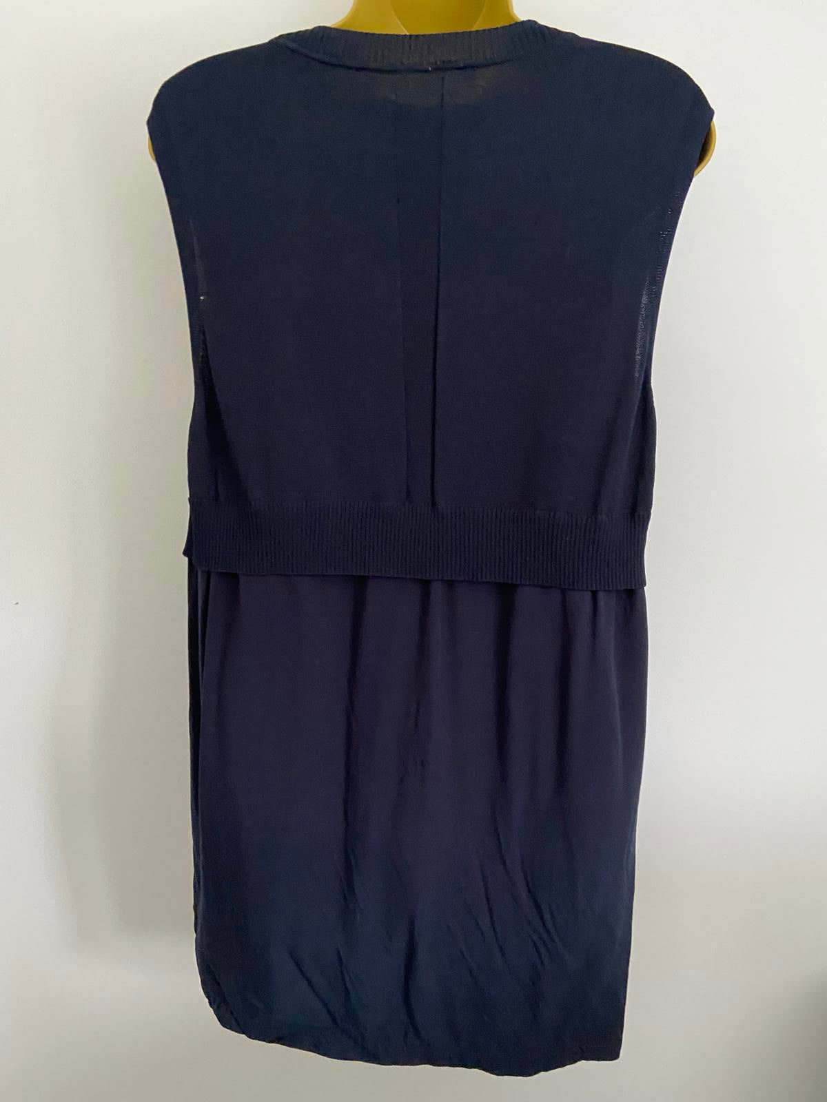 Blue Knit Vest / Tank Top with Blouse Layer, Approx. Size 12-14