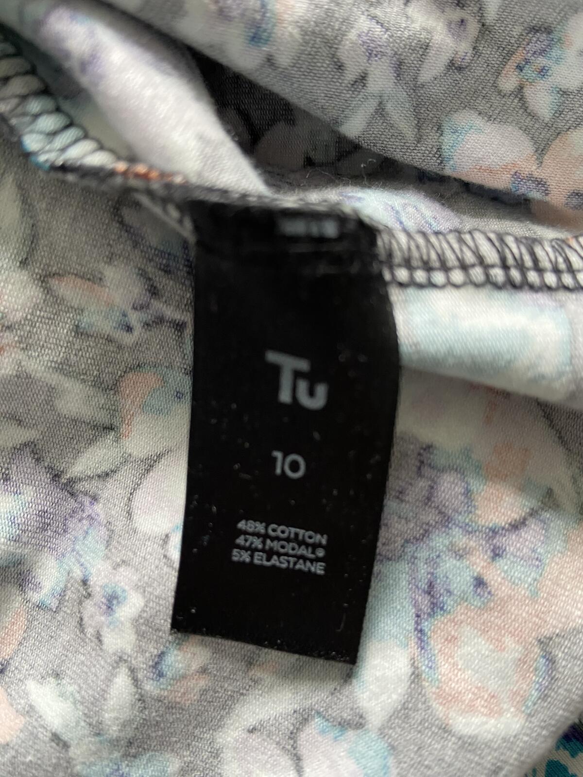 Tu Women Floral Long Sleeve Slim Fit T-Shirt - UK Size 10
