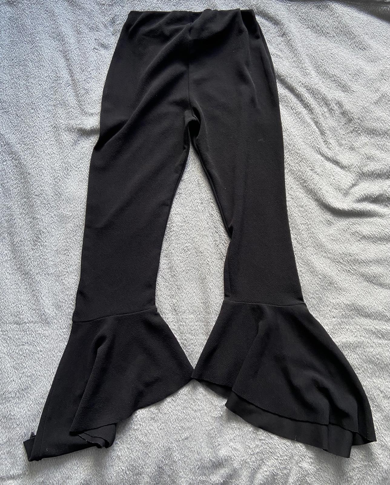 Reverse Size 8 Black Extreme Flare Trousers Frill Hem Retro Party Pant