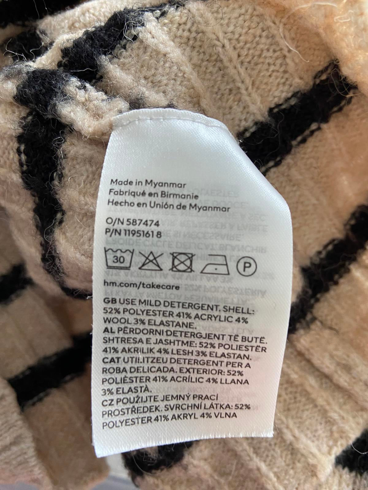 H&M Girls' High Neck Striped Jumper - Soft Knit, Age 10-12