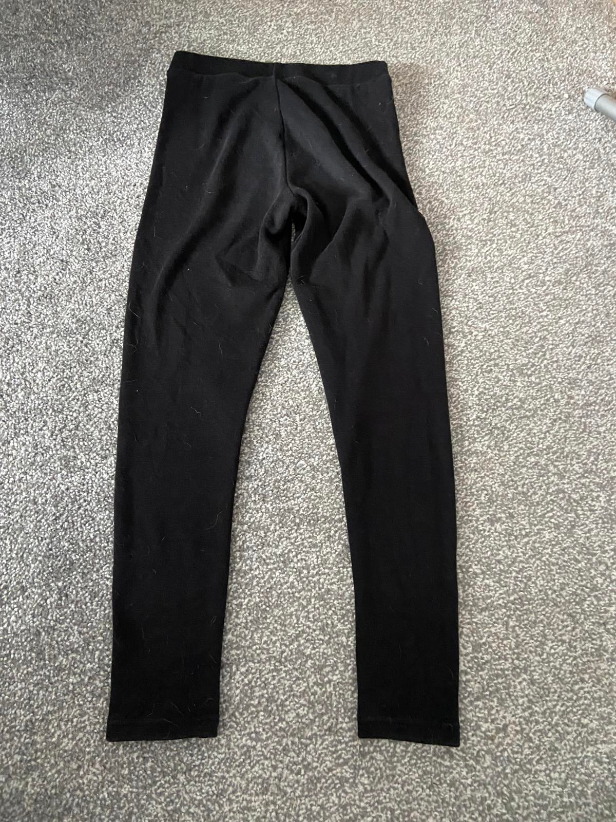 Primark Girls' Black Leggings - Comfortable Cotton Blend, Age 10-11