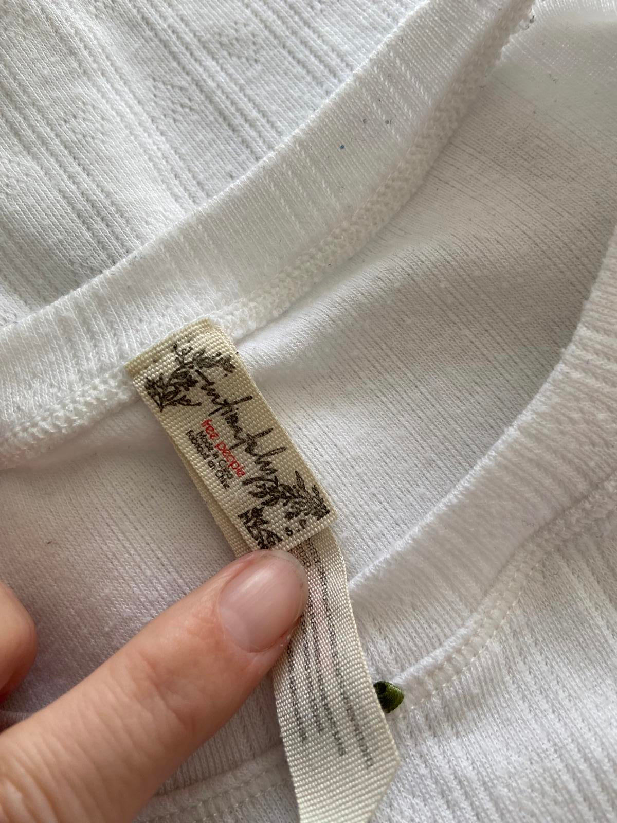 Infianfaly White Thermal Top - Short Sleeve, Rose Detail, Size 6