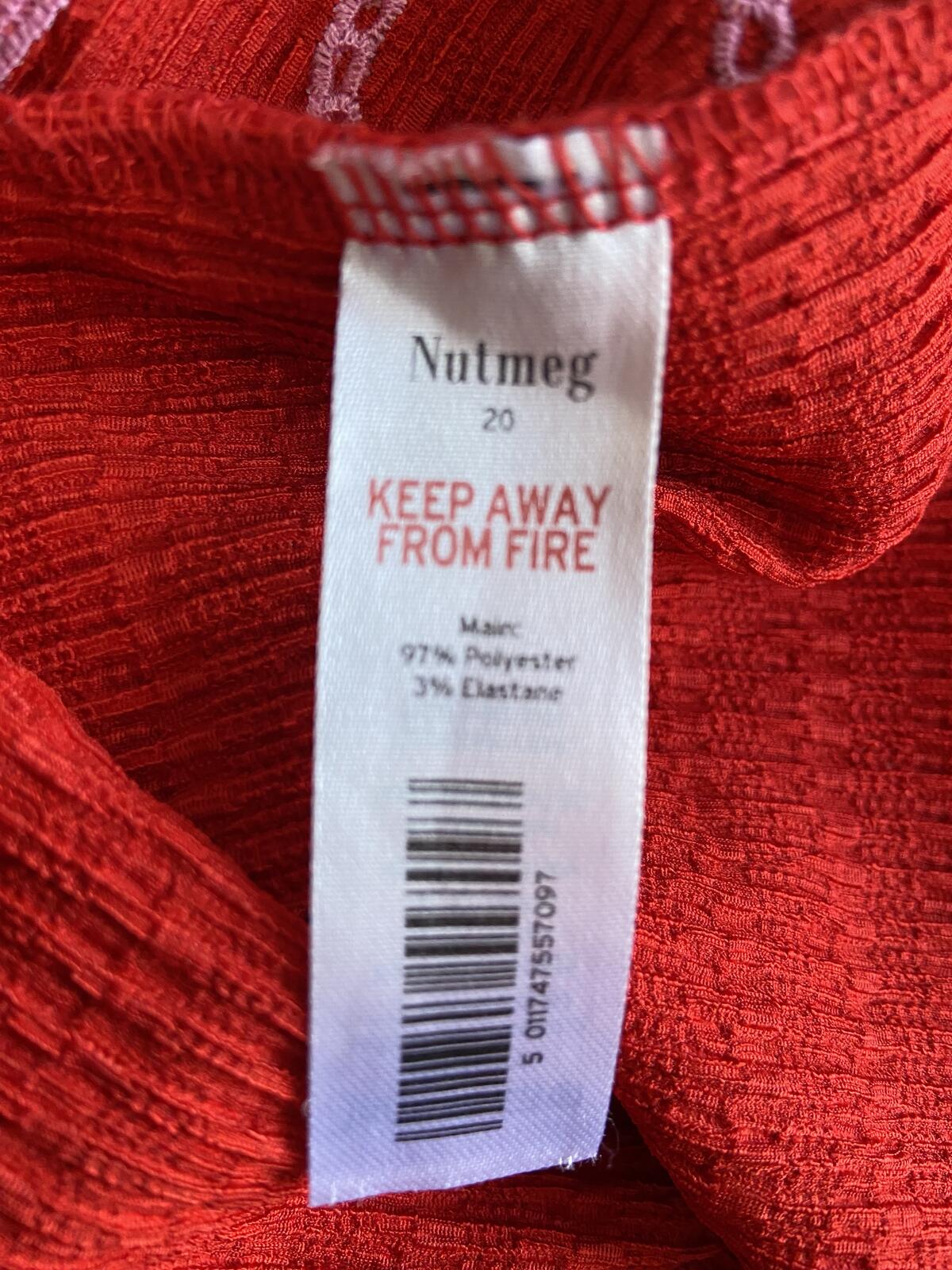 Nutmeg Red Sleeveless Summer Crop Top with embroidery details - Size 20