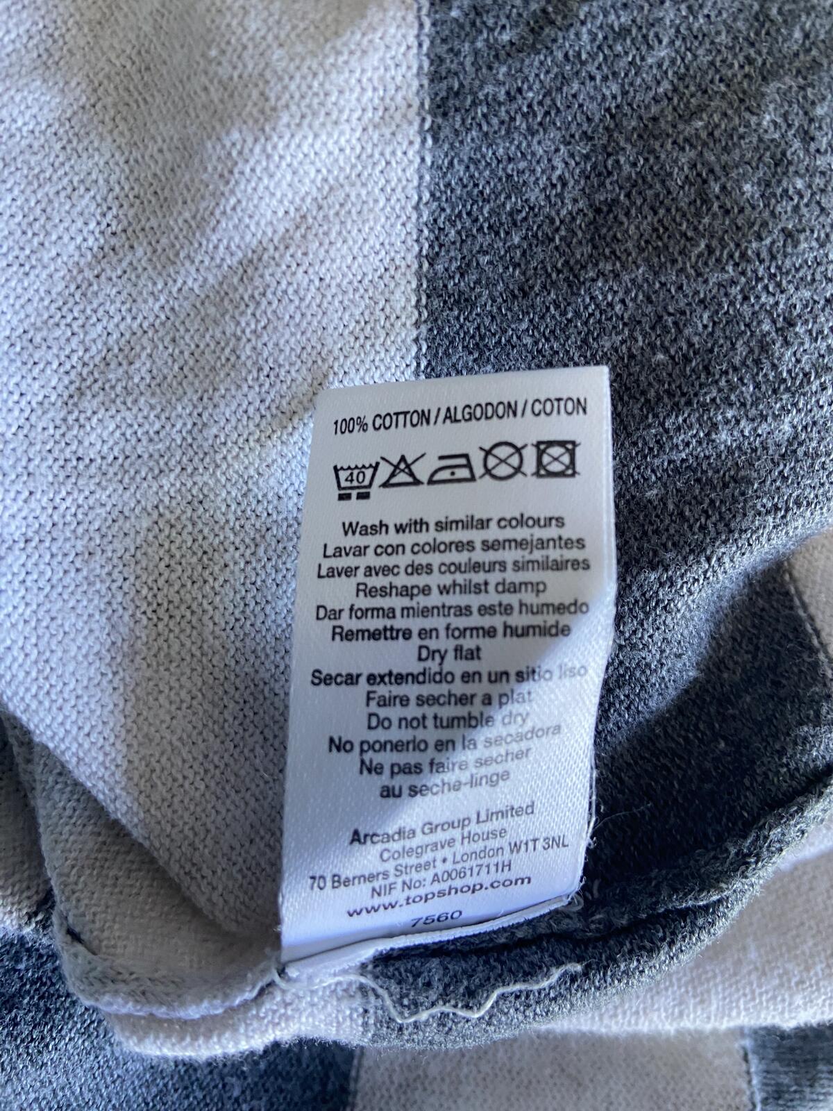 Topshop Petite Grey & White Striped Asymmetrical Knit Cardigan - Size 14