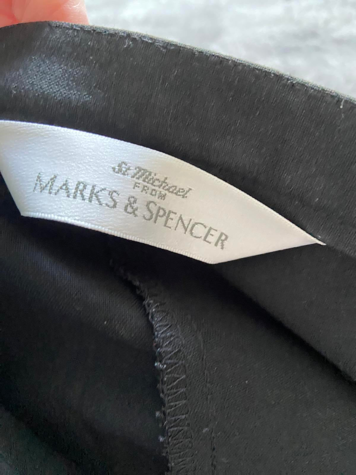 M&S St Michael Size 12 Black Smart Trousers Side Zip Straight Leg