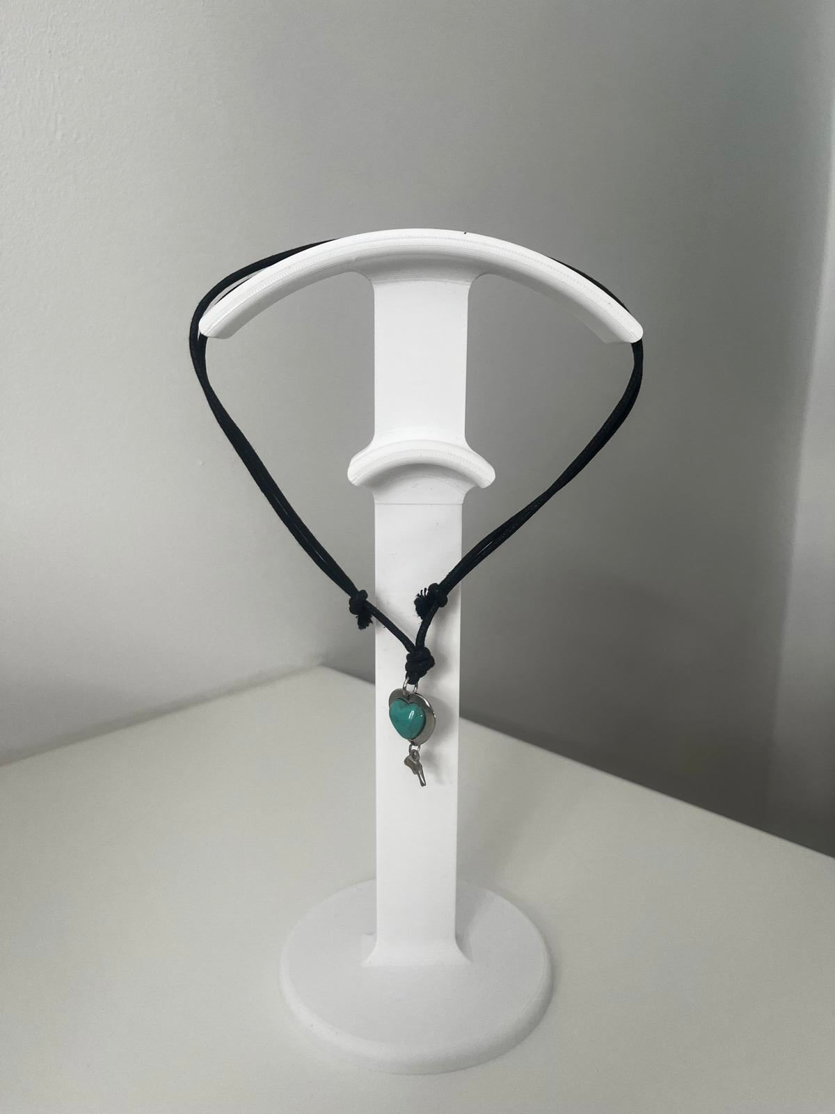 Turquoise Heart & Dolphin Cord Necklace