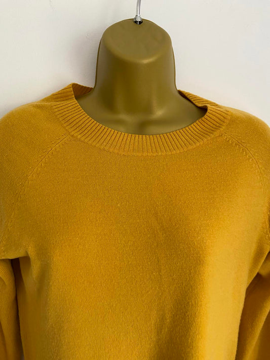 TU Size 8 Mustard Yellow Lightweight Fine Knit Sweater Raglan Sleeve Jumper