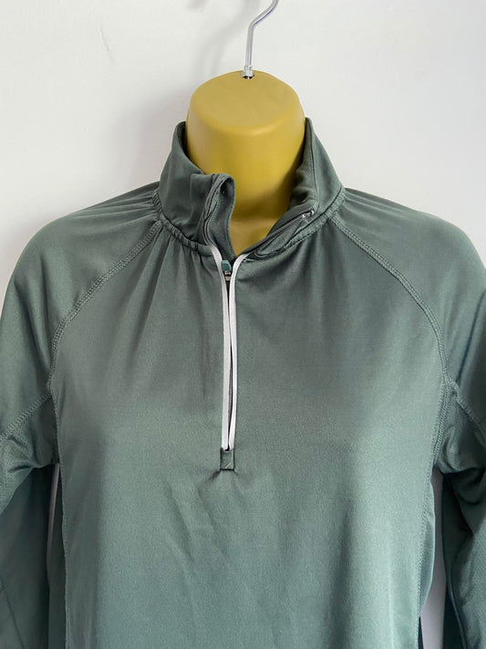 Workout Brand Size S 10-12 Green Quarter Zip Long Sleeve Activewear Top