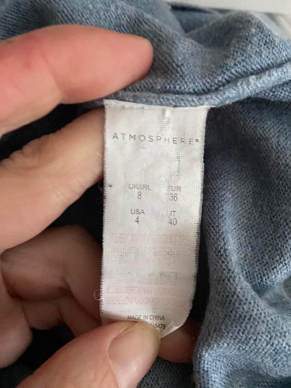 Atmosphere Size 8 Blue Marl Polo Neck Jumper Lightweight Acrylic Turtleneck Top