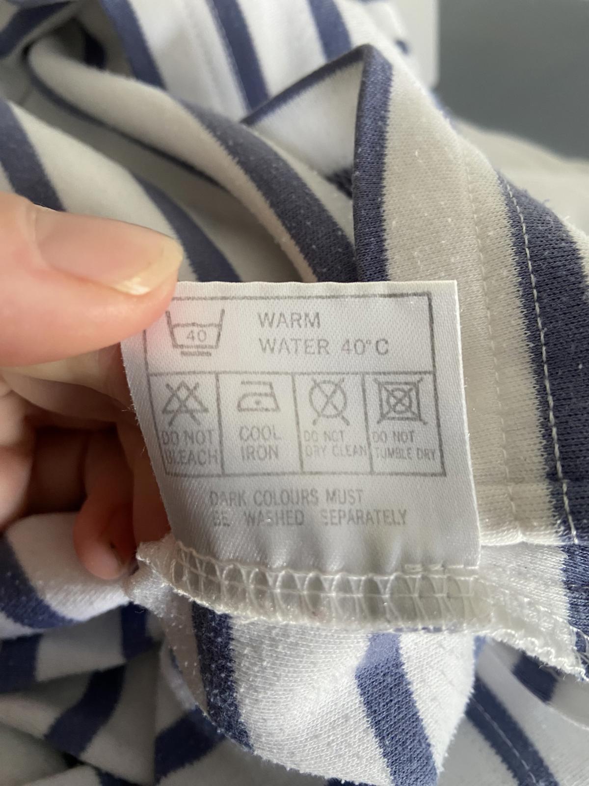 Blue & White Nautical Striped Quarter Zip Sweatshirt Fits UK 14-16 Pullover