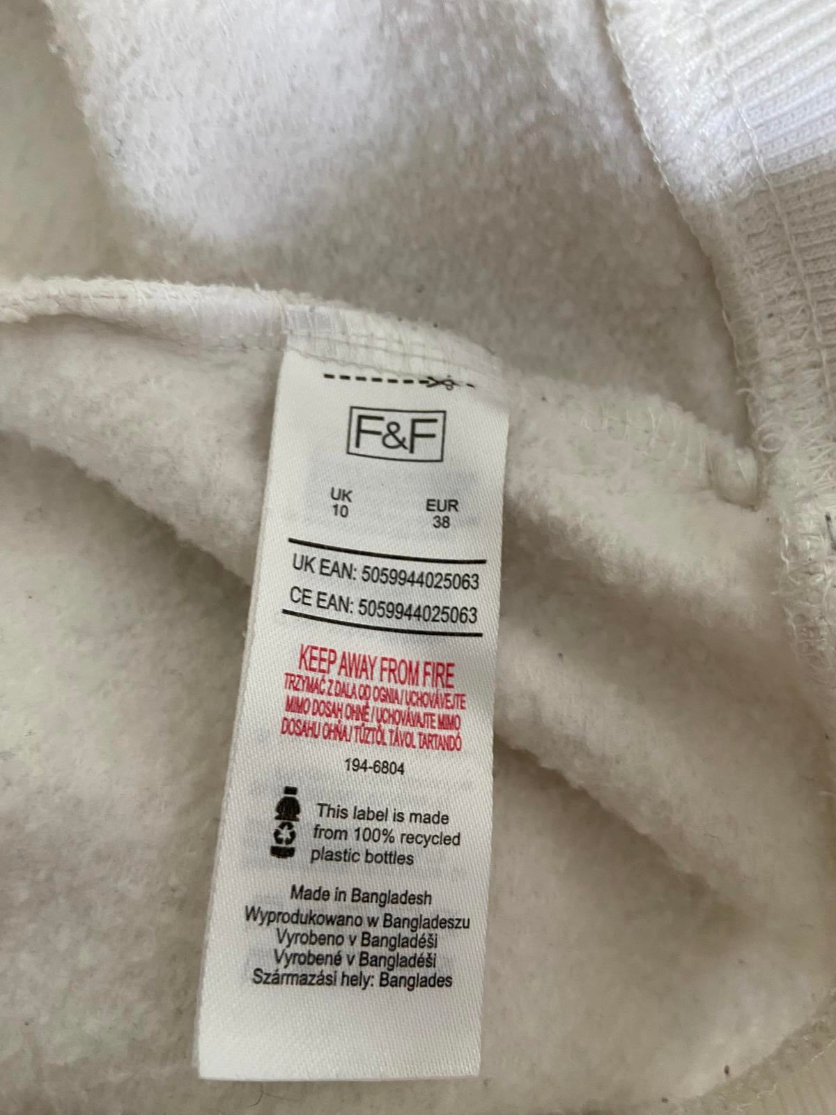 F&F Size 10 White Happy Days Embroidered Sweatshirt Cotton Blend Jumper