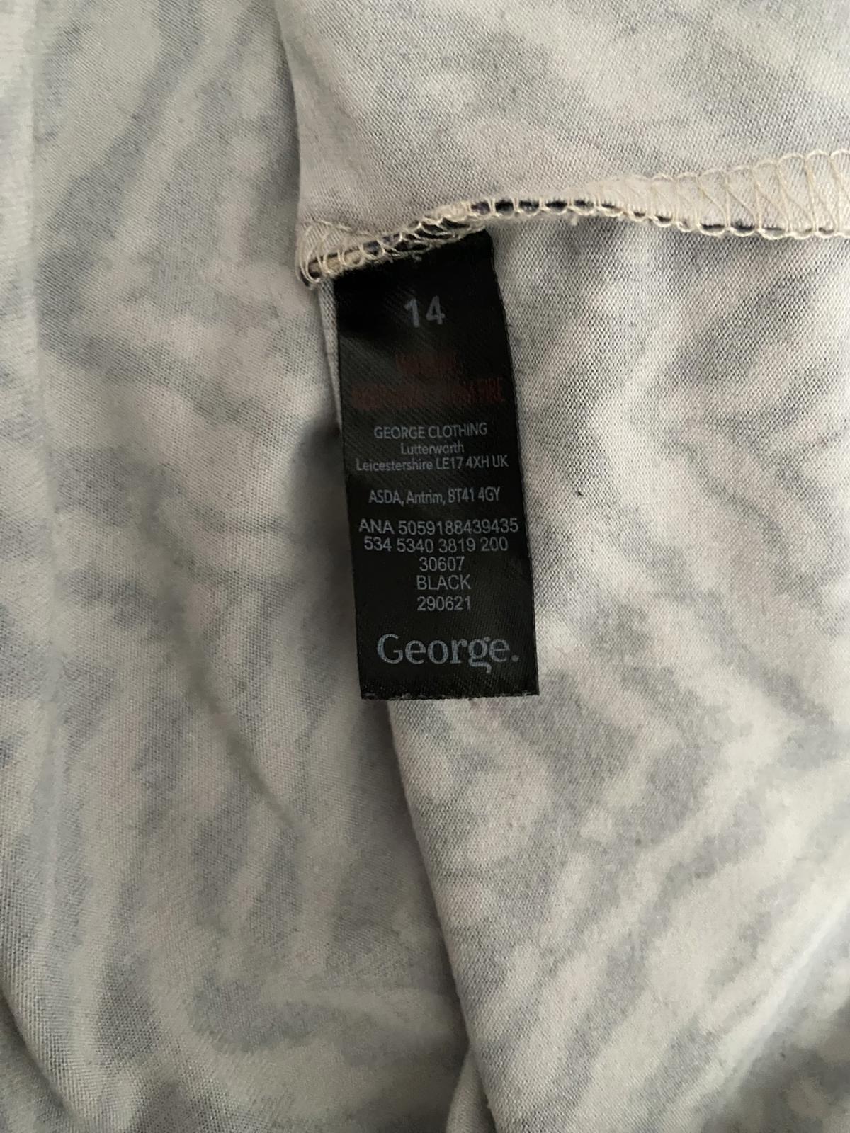 George Size 14 Brown & Black Chevron Print High Neck Long Sleeve Top Jersey