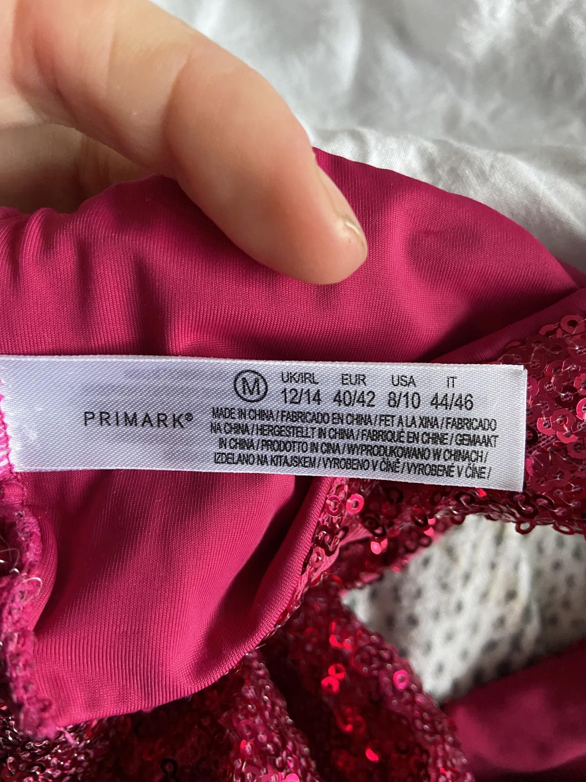 Primark Medium 12-14 Pink Sequin Glitter Crop Top Bra Festive Party Bralette