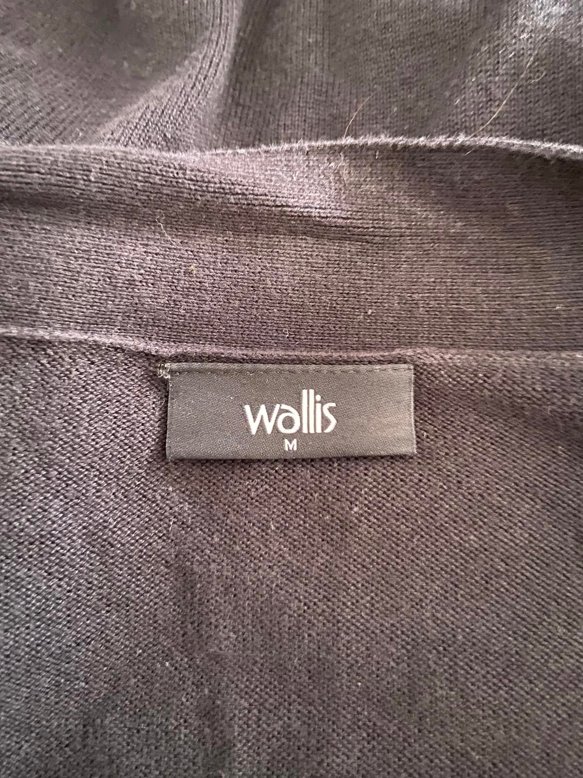 Wallis Black Open Front Waterfall Cardigan - Size M, Excellent Pre-Loved