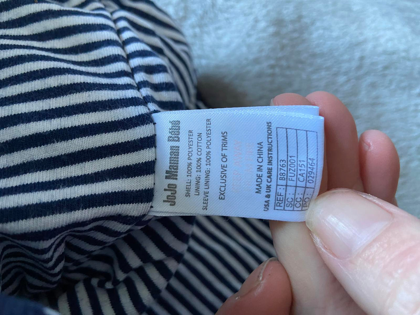 JoJo Maman Bébé Boys 12-18 Months Navy Blue Quilted Hooded Winter Coat Jacket