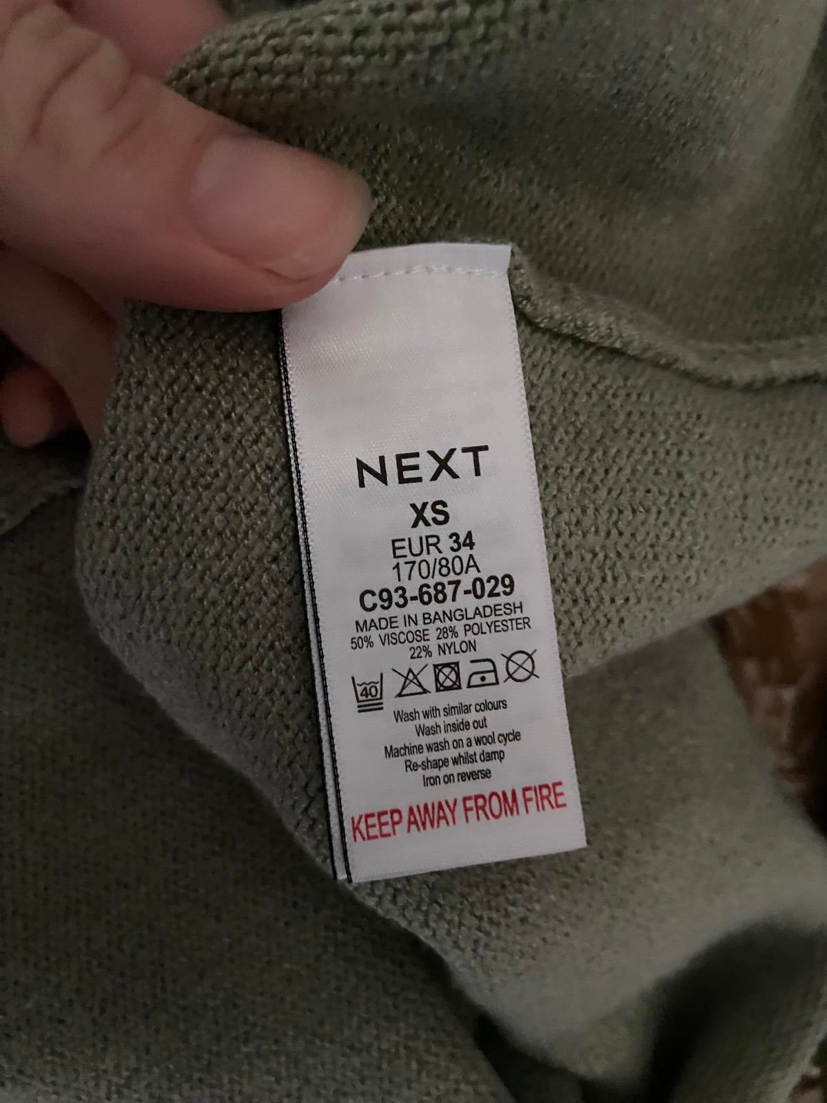 Next Light Green V-Neck Button Cardigan - Size XS, Excellent Pre-Loved