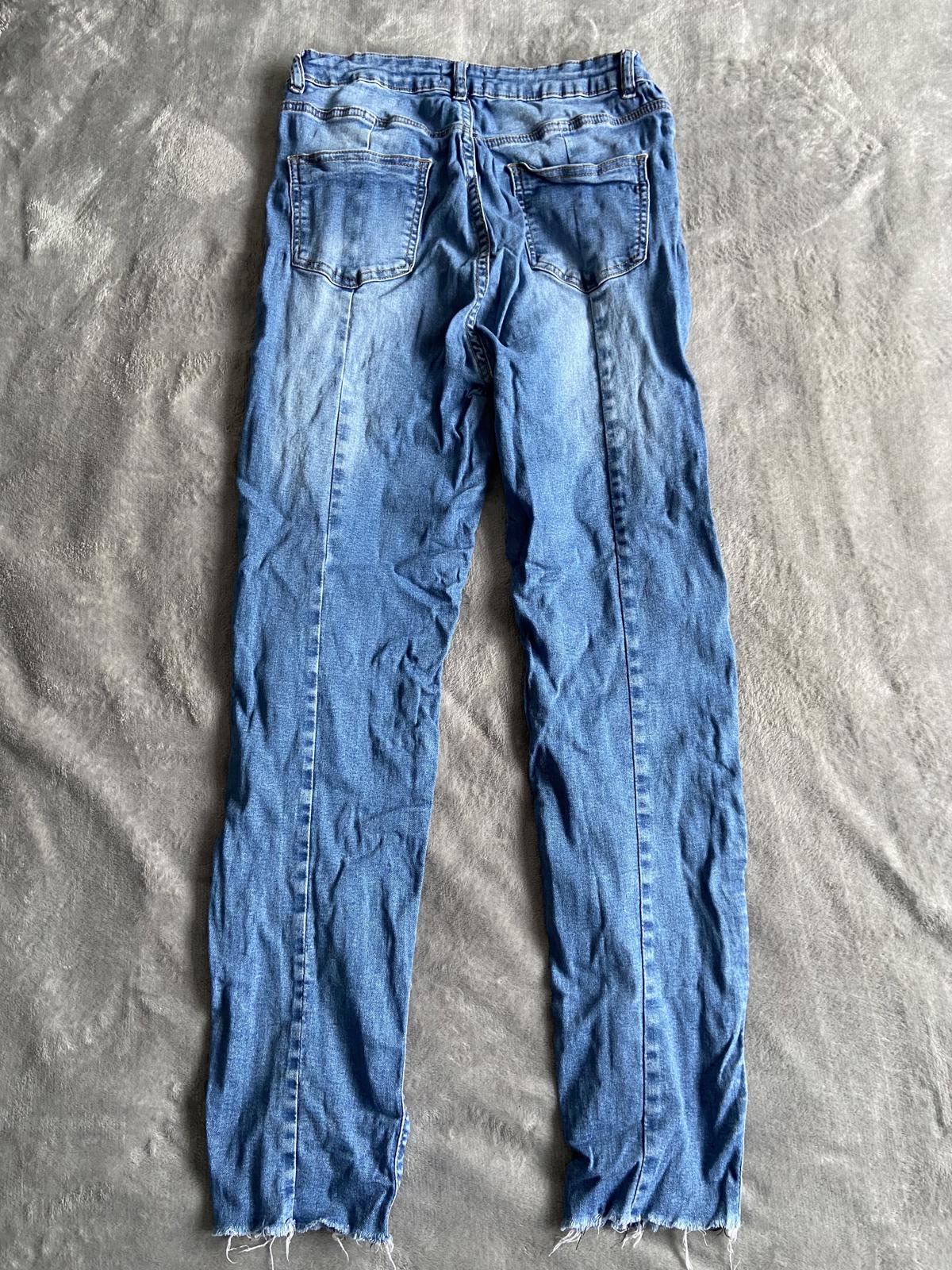 Urban Bliss Size 12 Blue Slim Straight Jeans Raw Hem Detail Cotton Stretch 26"