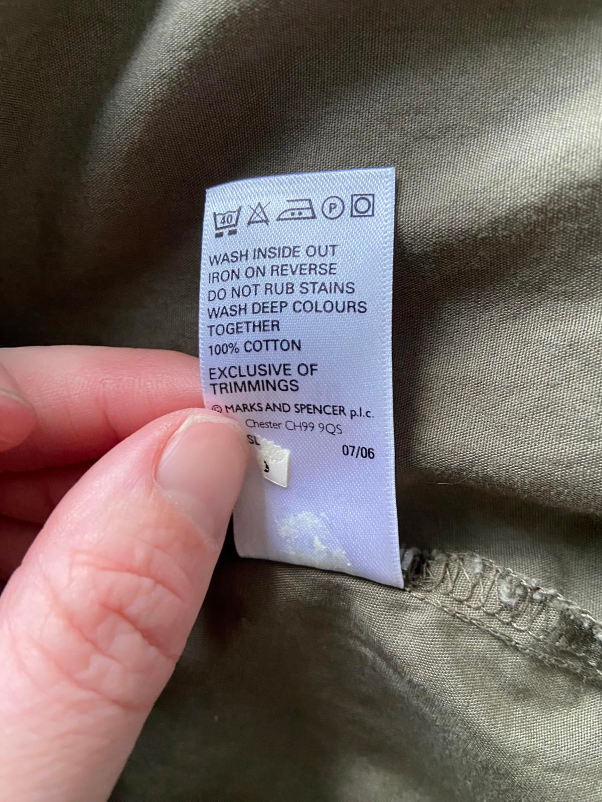 M&S (Marks & Spencer) Ladies Khaki Cotton Shirt - Military Style, Size UK 10