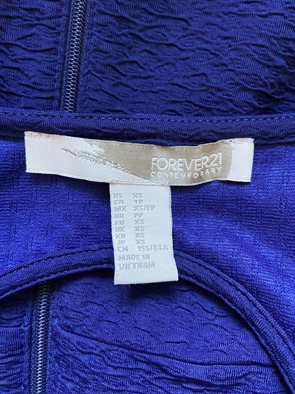 Forever 21 Size XS Navy Blue Textured Long Sleeve Bodycon Mini Dress