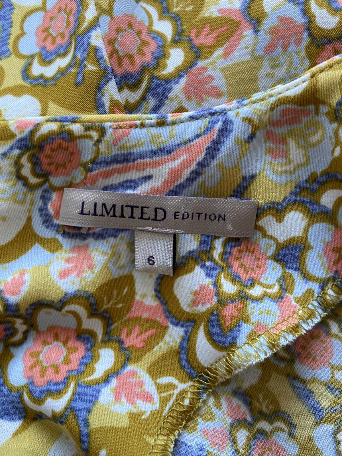 Limited Edition Size 6 Yellow Floral Paisley Print Long Sleeve Shift Dress
