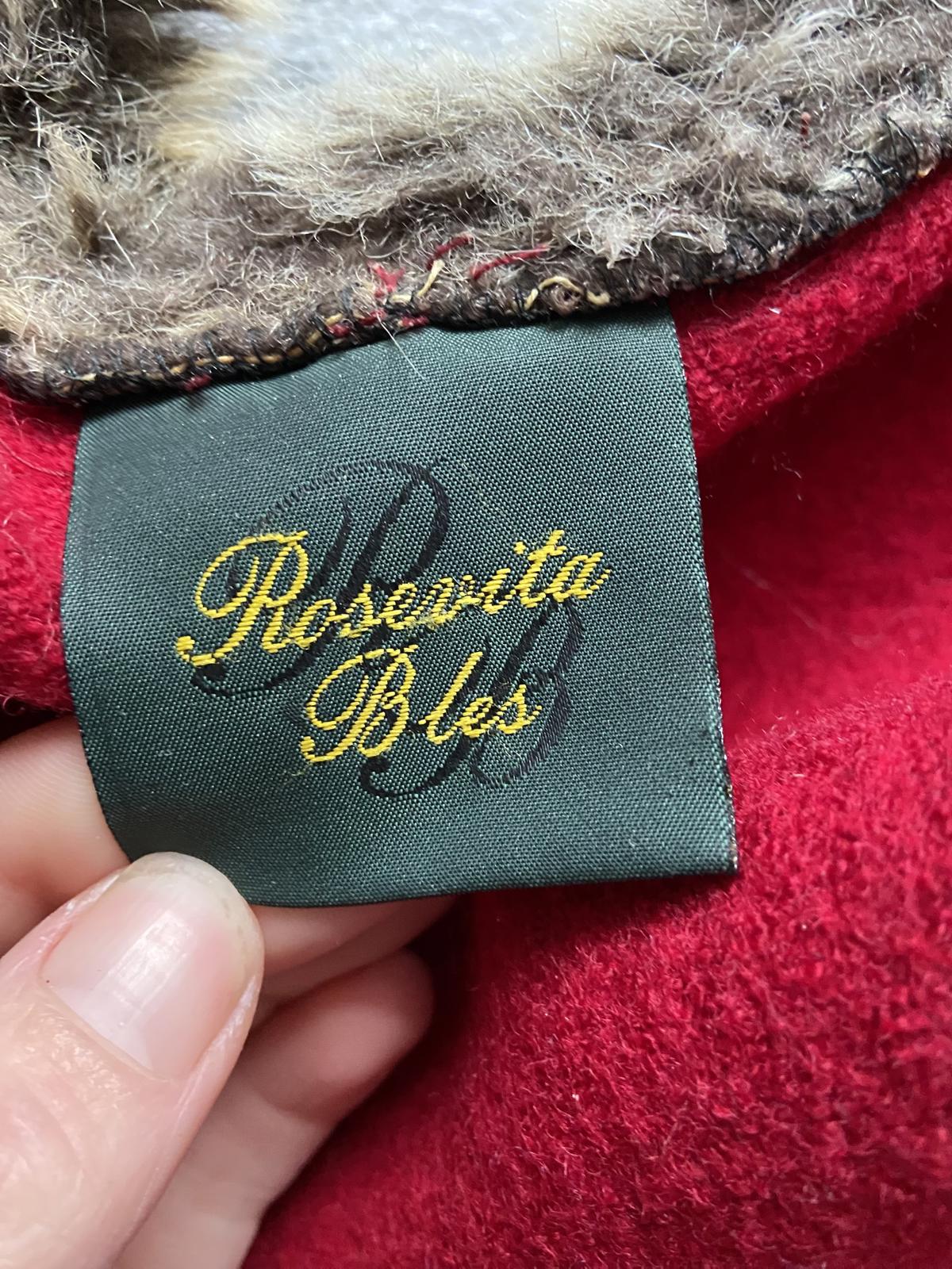 Rosedita Bles Size Medium Red 100% Wool Waistcoat Gilet with Faux Fur Trim