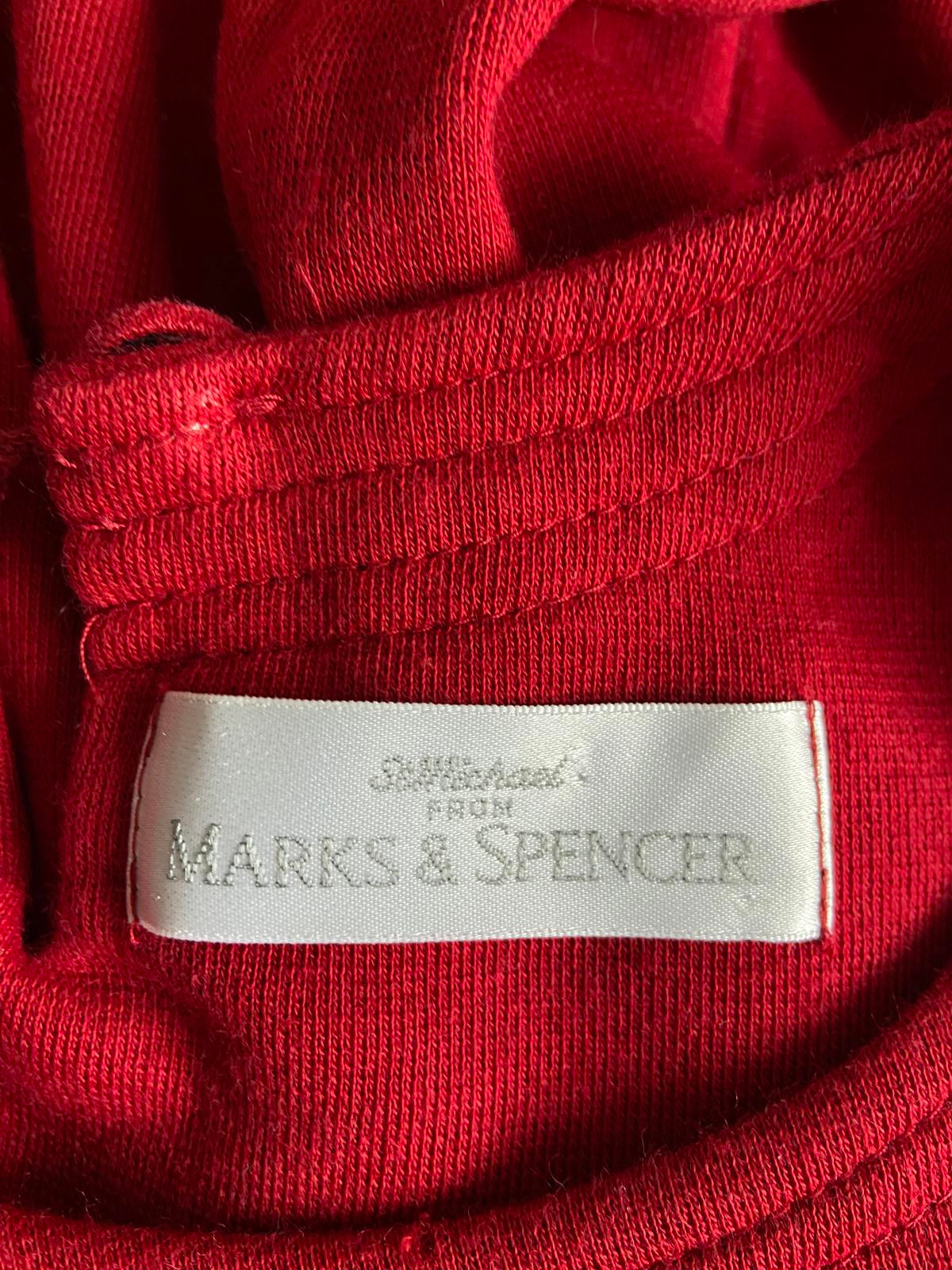 St Michael M&S Red Long Sleeve Dress Upcycling Project Small Hole Approx Size 12
