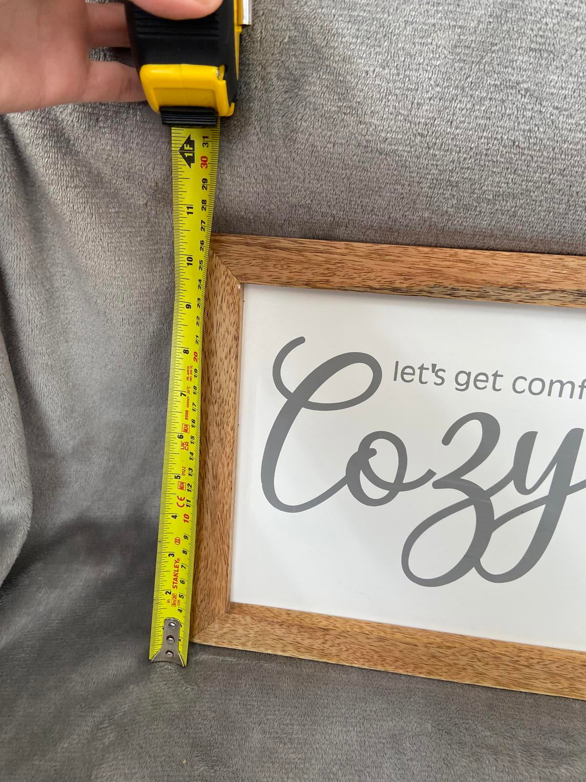 "Let's Get Comfy and Cozy" Wood Framed Wall Art Picture 30cm x 26cm