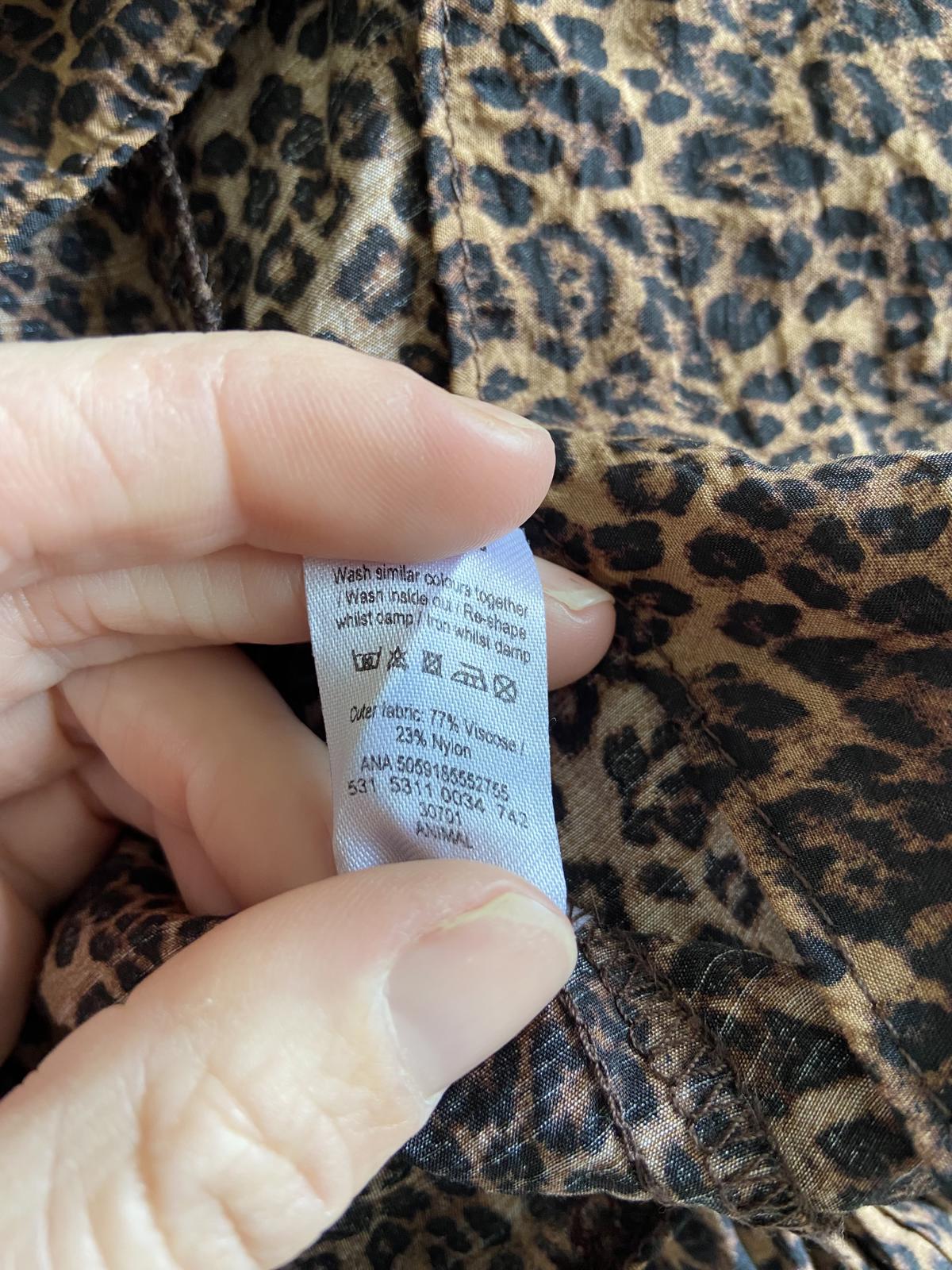 George Size 12 Leopard Print High Neck Blouse Tie Detail 3/4 Sleeve