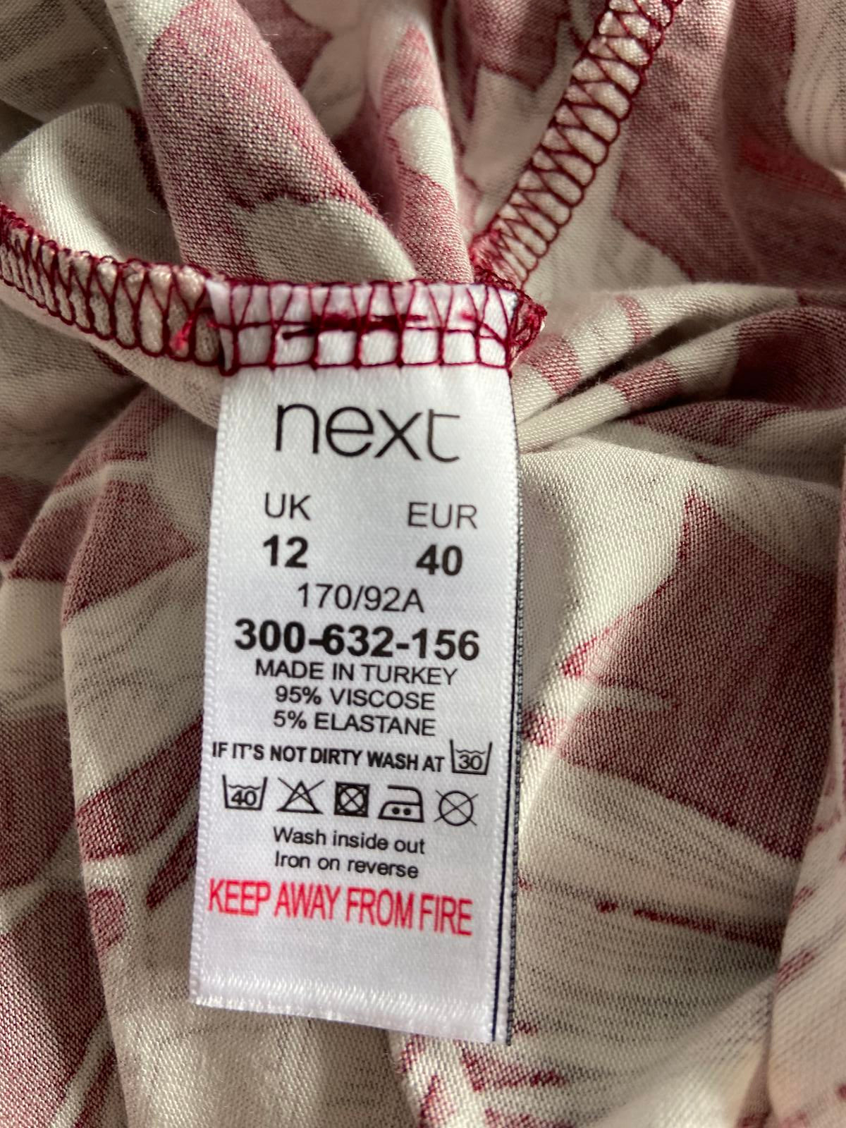 Next Size 12 Red & White Floral Sleeveless Jersey Mini Dress