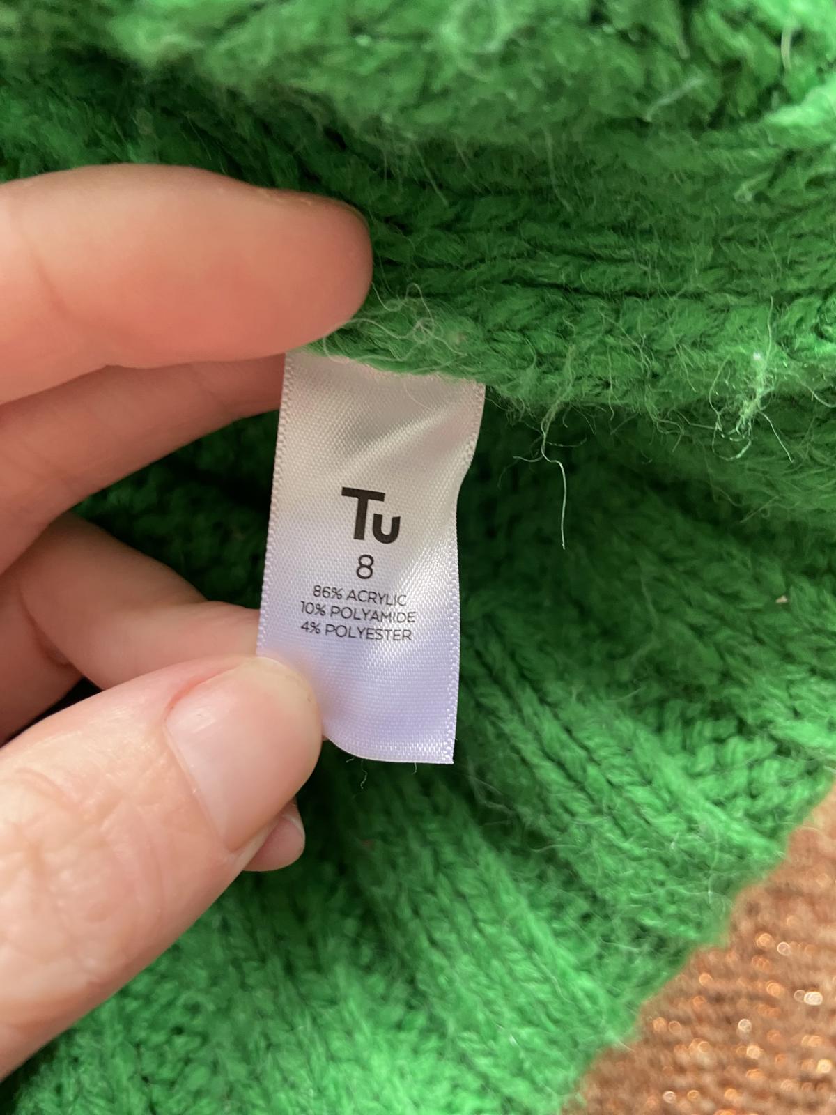 Tu Size 8 Bright Green Soft Chunky Knit High Neck Sweater