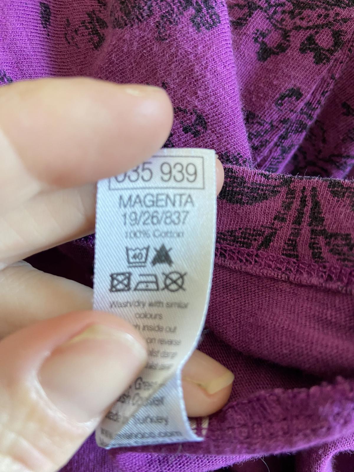 M&Co Petite XL Purple Floral Flock Print Cotton Top Button Detail