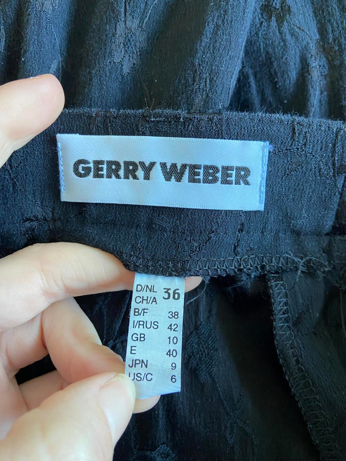 Gerry Weber Size 10 Black Trousers Embossed Floral Pattern
