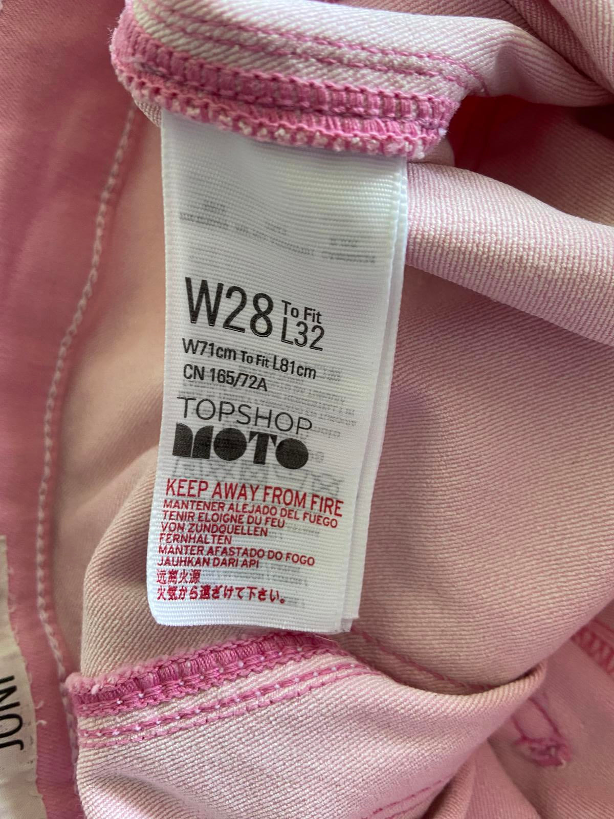 Topshop Size W28 L32 Pink Cotton Blend Skinny Jeggings Trousers