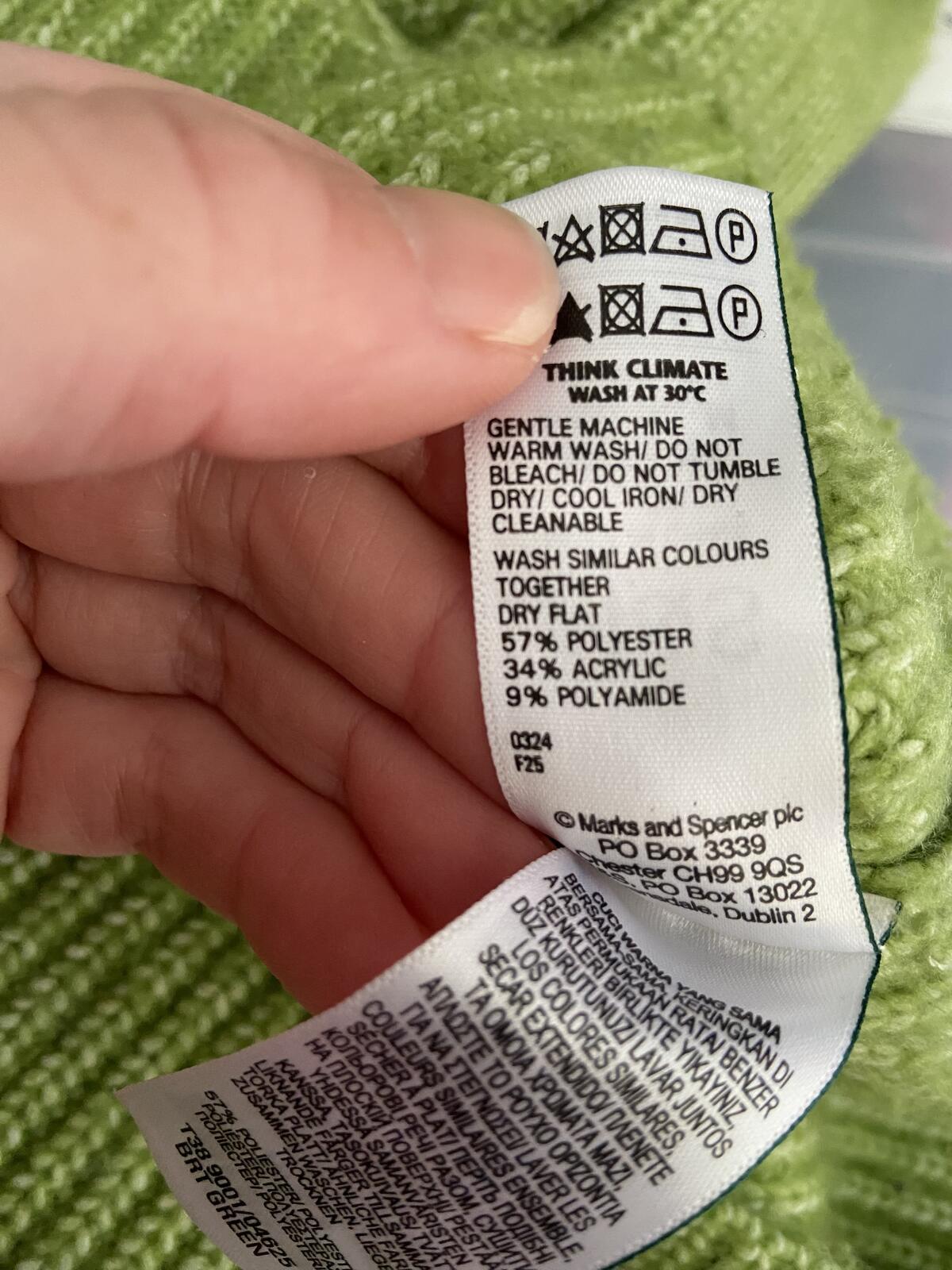 M&S Bright Green Ribbed Crew Neck Jumper Size M