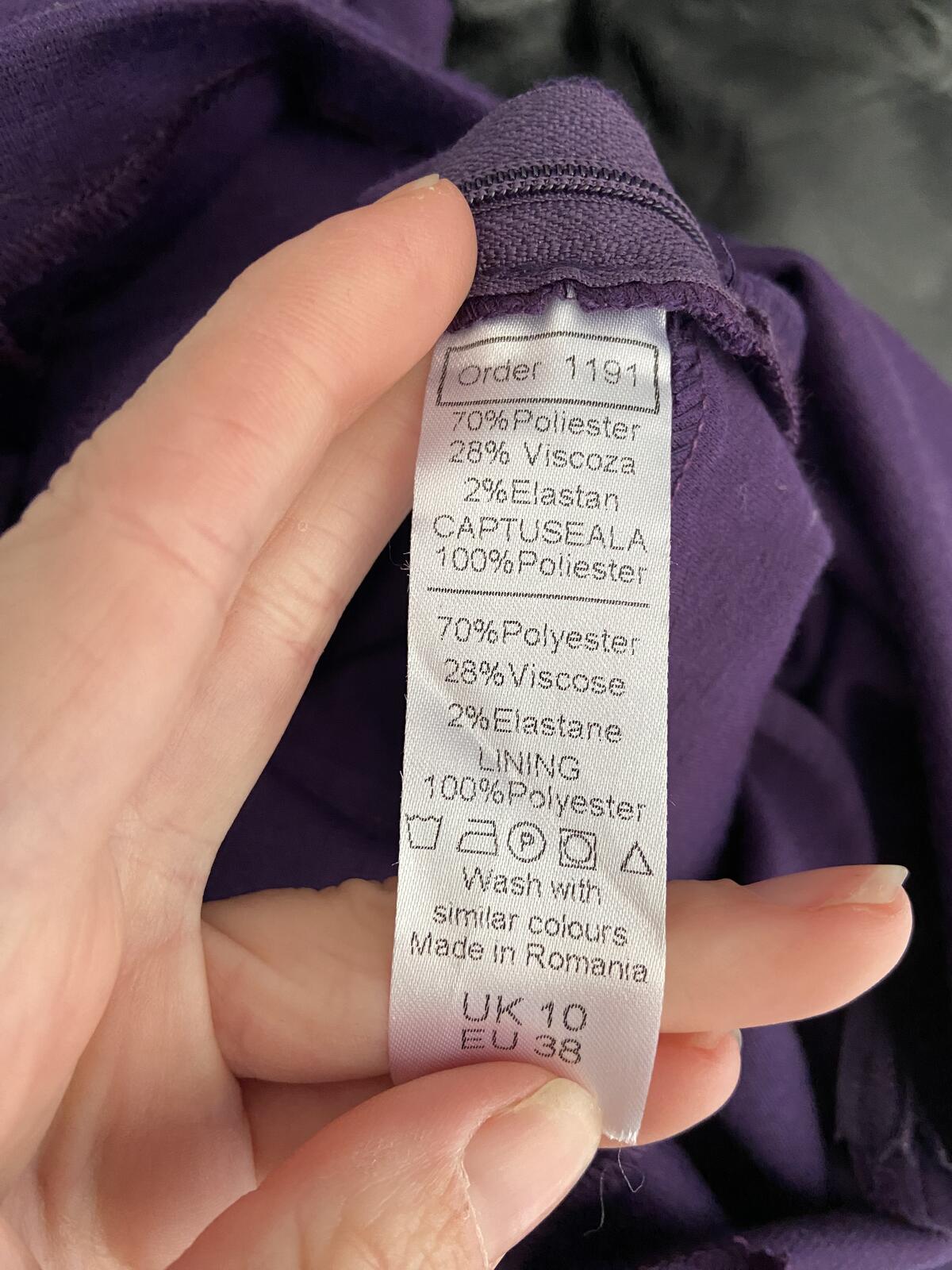 Dorothy Perkins Purple Sleeveless Dress With Leatherette Detail Size 10