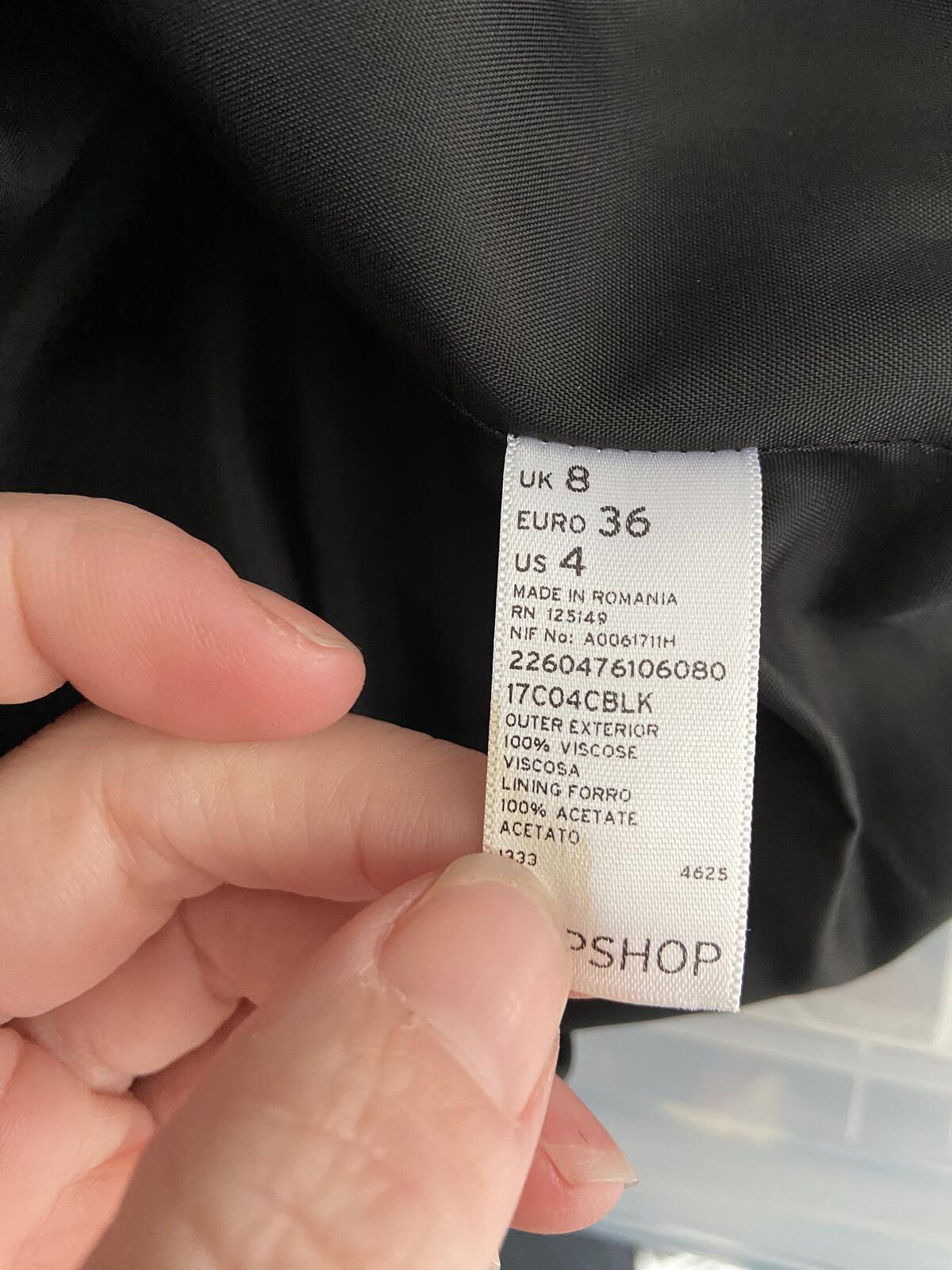 Topshop Women’s Black Boxy Smart Blazer Jacket Size UK 8