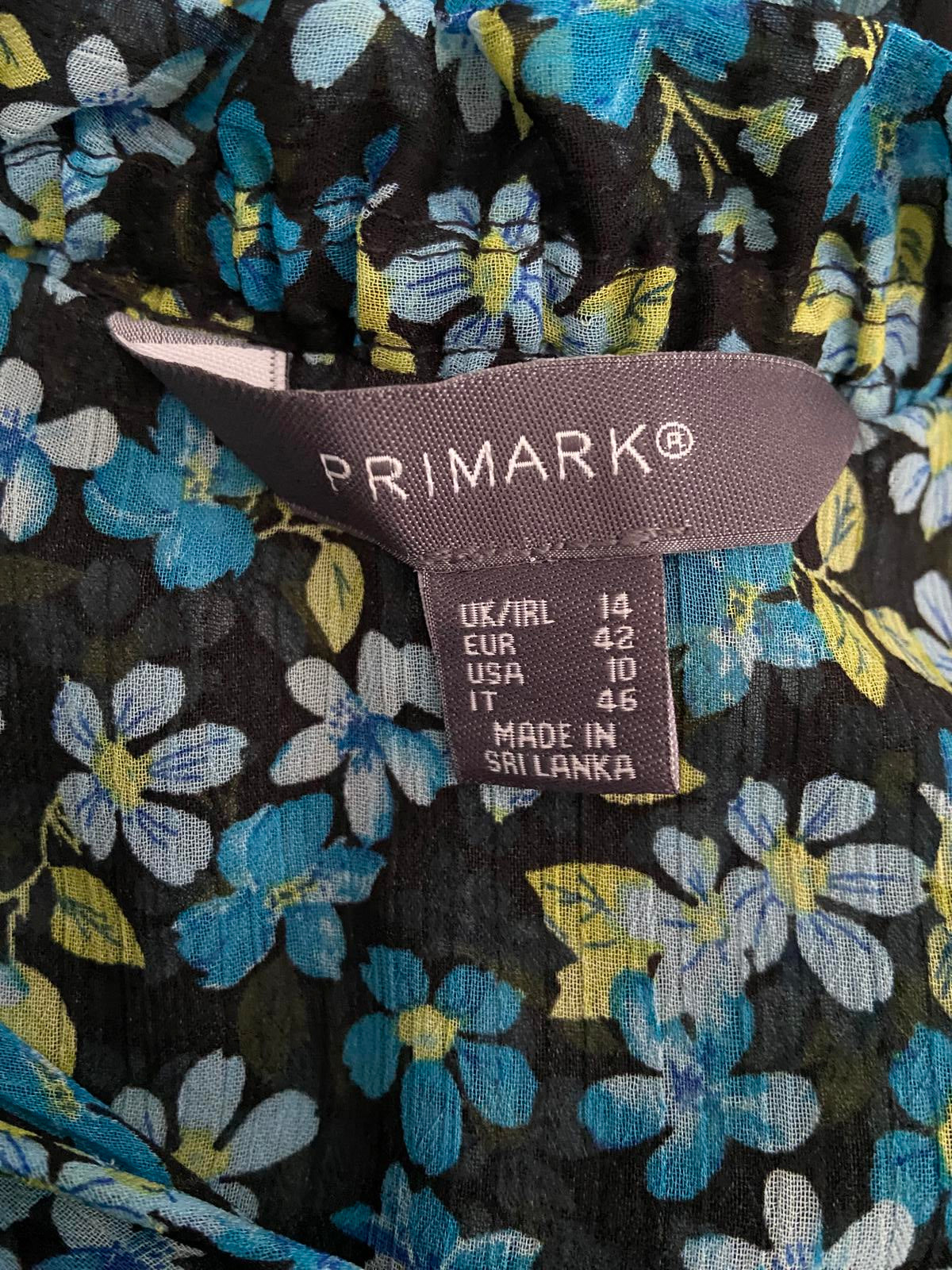 Primark Sheer Floral Dress - Black, Turquoise & Green, Size 14