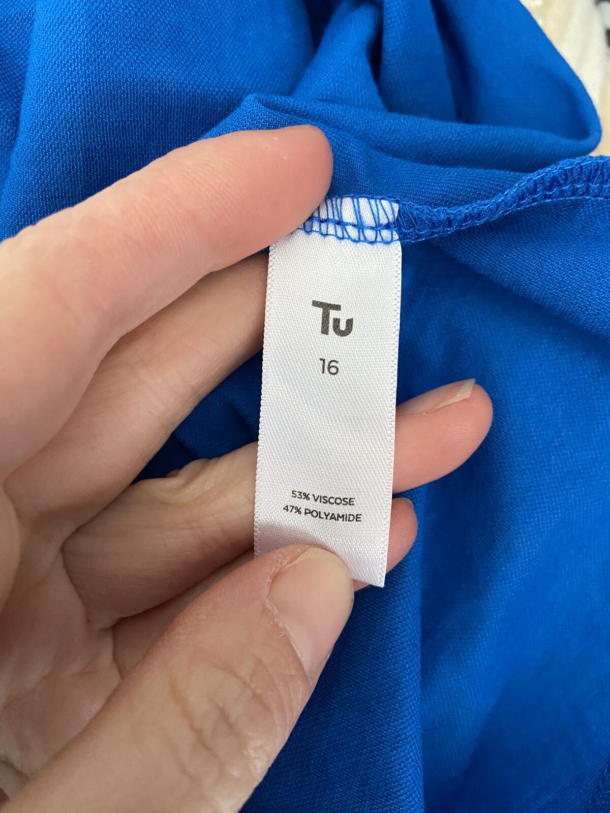 TU Women’s Royal Blue Long Sleeve Relaxed Top Everyday Basic Size 16