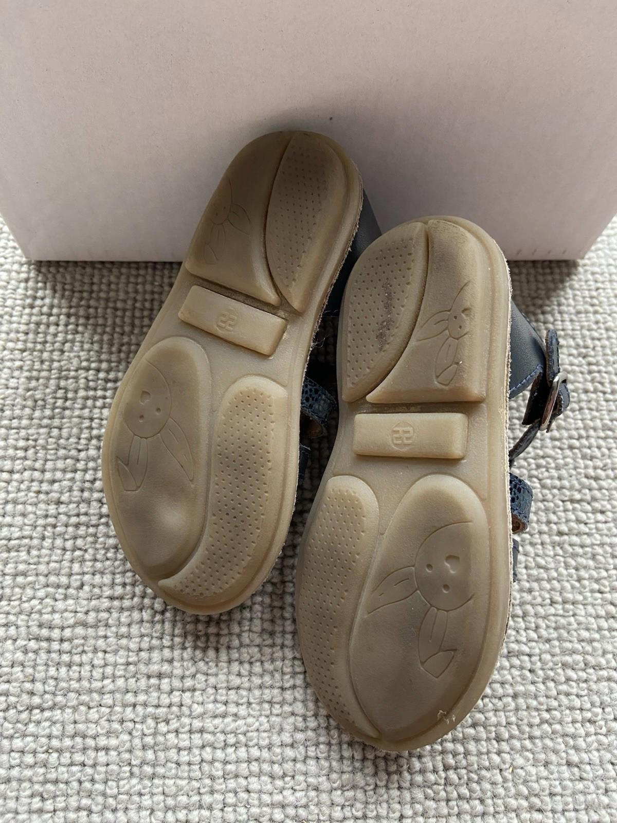 La Redoute RR Girls’ Brown & Blue Leather Spotty Sandals – Size 22 – With Box