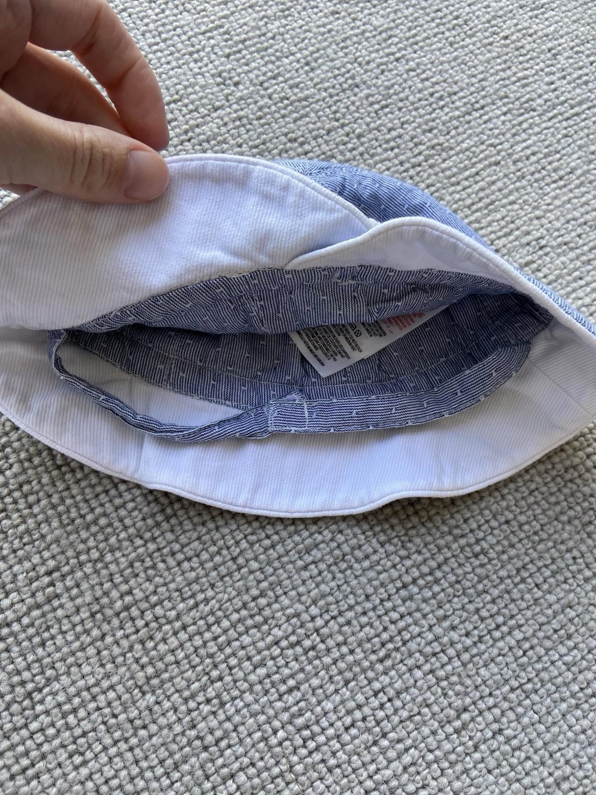 Mothercare Baby Bonnet Hat – 3–6 Months, Blue Denim-Look with White Dots