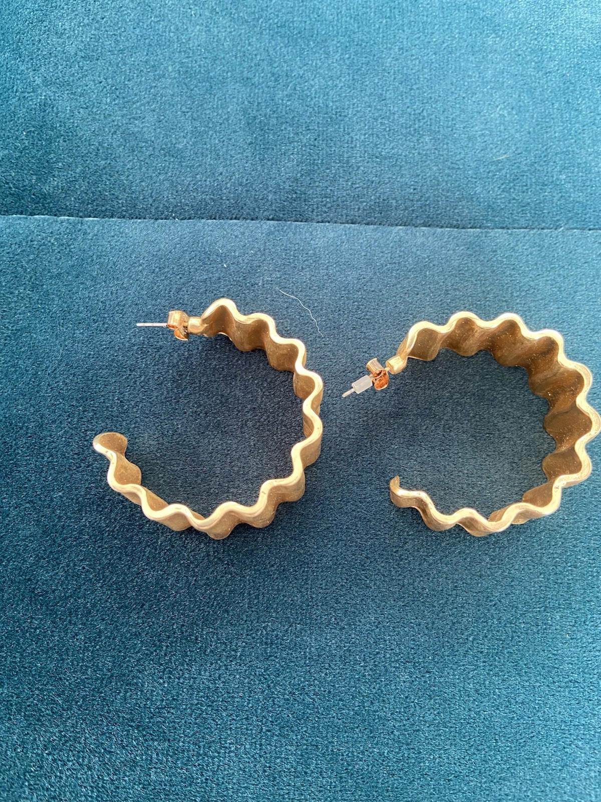 Gold-Plated Zig Zag Hoop Earrings – Statement, Boho, Festival, Party Style