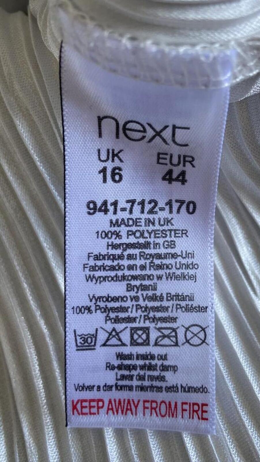 Next Silver Metallic Plissé Top – Size 16 – Crinkle Longline Tunic