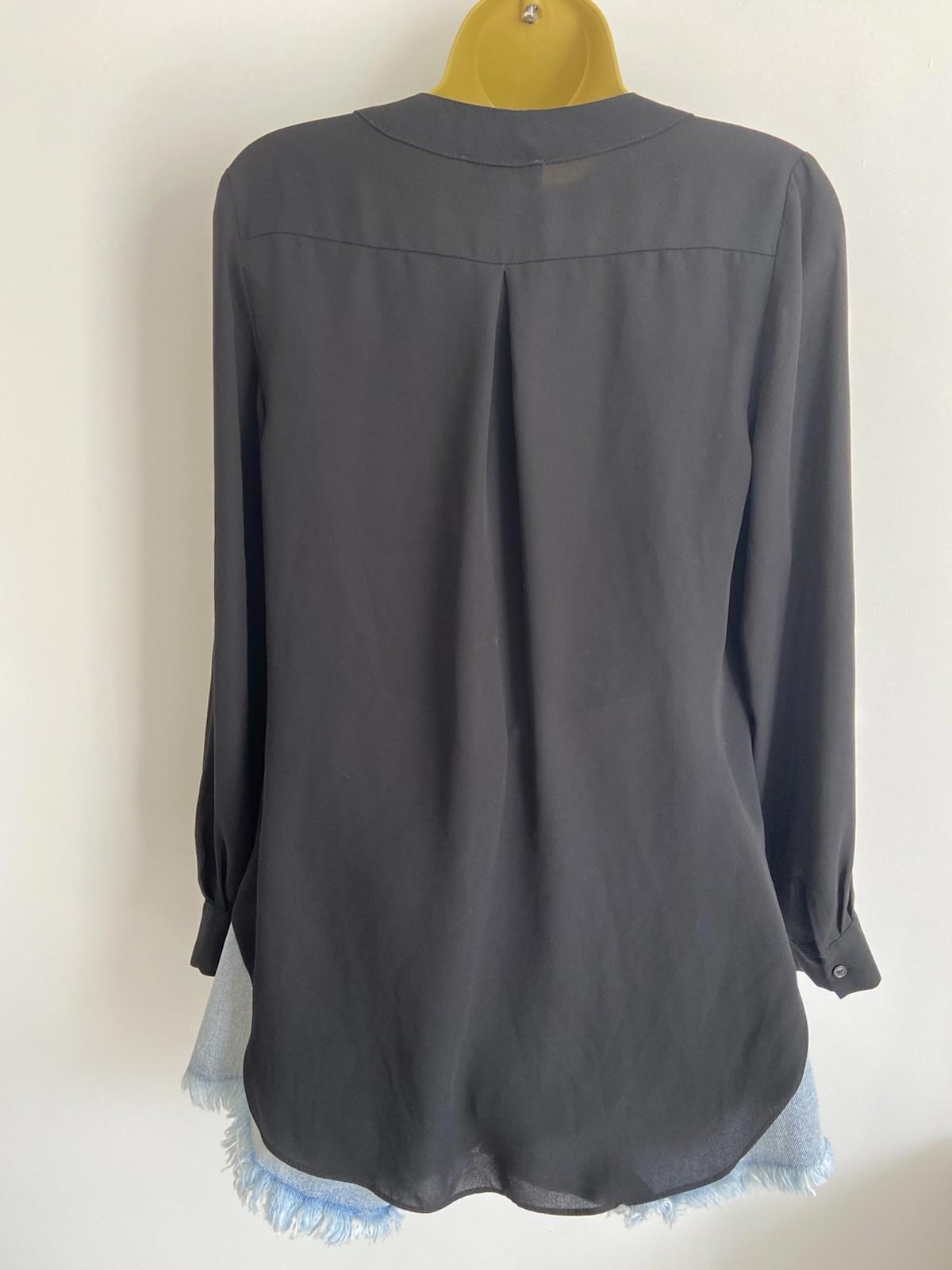 Papaya Weekend Black Sheer Blouse – Size Small – Adjustable Sleeves – Everyday